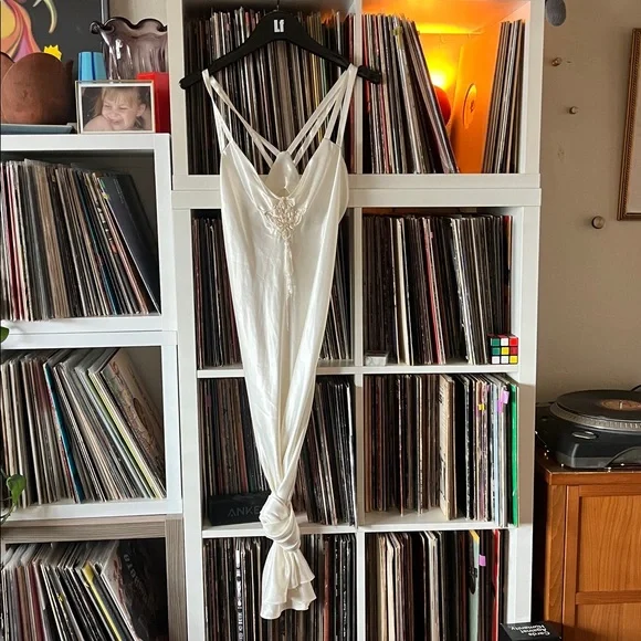 Vintage The Jessica Lynn Collection White Satin Negligée Maxi Long Slip Dress - Picture 3 of 6